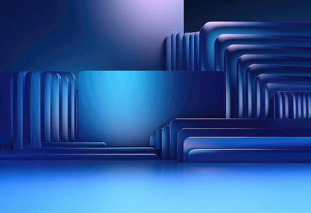 Innowacja technologiczna Abstrakt Niebieski gradient Kształt geometryczny w technologii renderingu 3D Tło