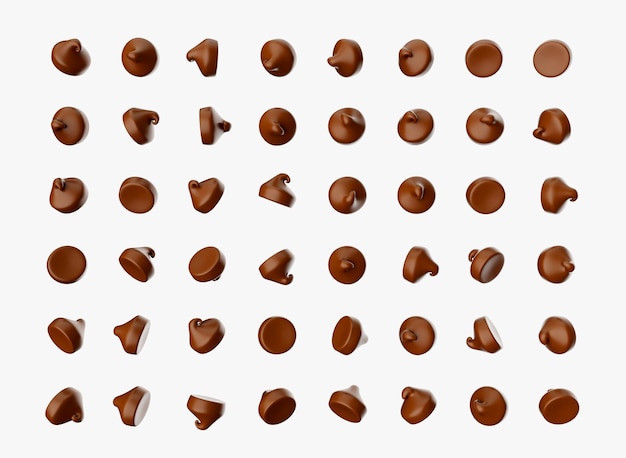 Inny kąt smacznych chipsów czekoladowych na białym tle ilustracji 3d