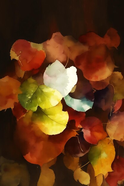inny styl wielokolorowe abstrakcyjne tajemnicze liście kolorowy obraz na papierze akwarela HD