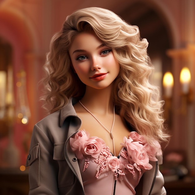 Inspirowana Barbie Śliczna Blondynka w Różowej Krainie Czarów