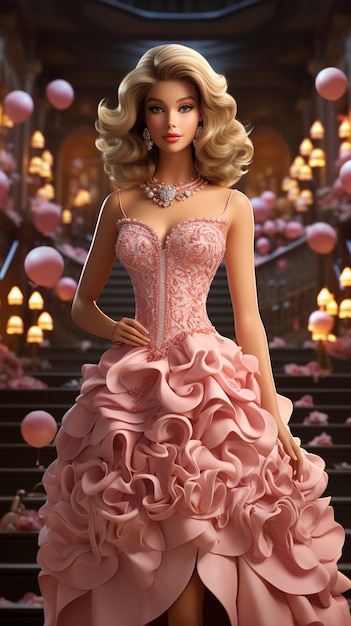 Inspirowana Barbie Śliczna Blondynka w Różowej Krainie Czarów