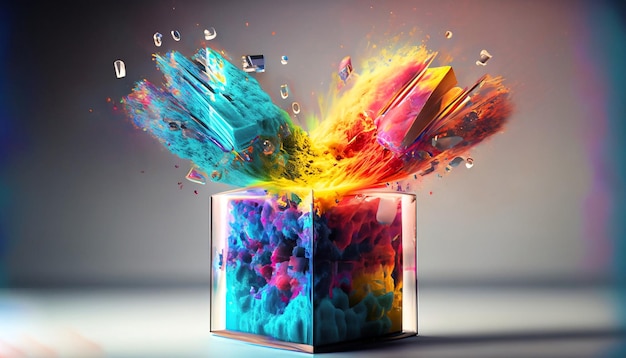 inspirująca artystyczna kolorowa eksplozja w szkle Generative AI