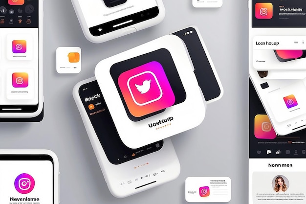 Instagram post frame mockup szablon media społecznościowe i sieć społecznościowa Instagram feed mock up post internetowy