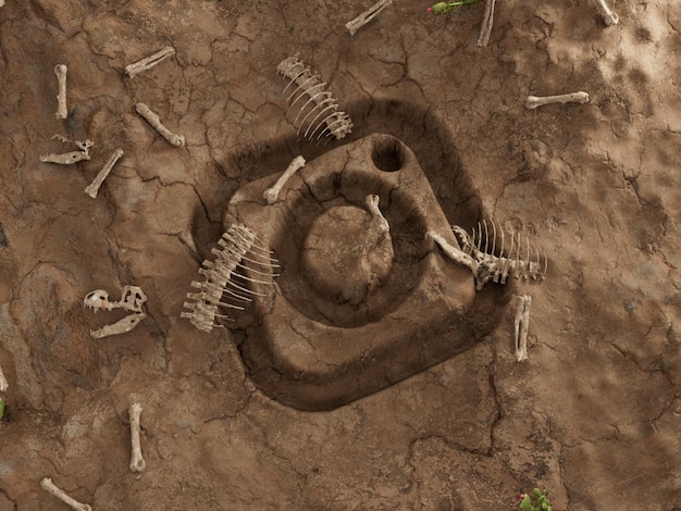 Instagram Social MediaGround Hole Dry Fossil Dead Excavation 3D Illustration