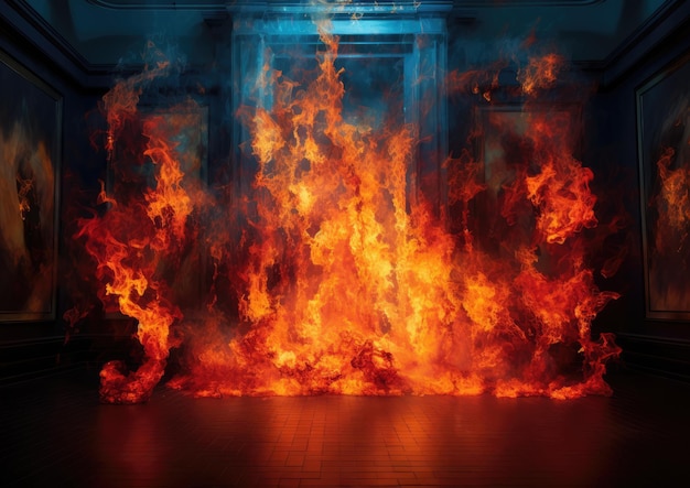 Instalacja inspirowana sztuką ognia z płomieniami włączonymi do większej sztuki