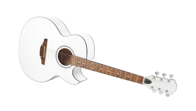 Instrument muzyczny White cutaway gitara akustyczna na białym tle