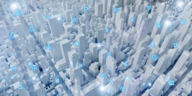 Inteligentna technologia miejska Łączenie miasta zdrowia we współczesnym świecie futurystyczna informacja sieciowa