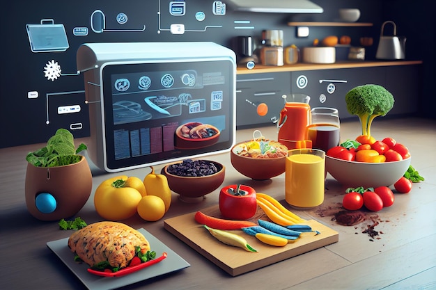 Zdjęcie inteligentna technologia żywności w domu generative ai