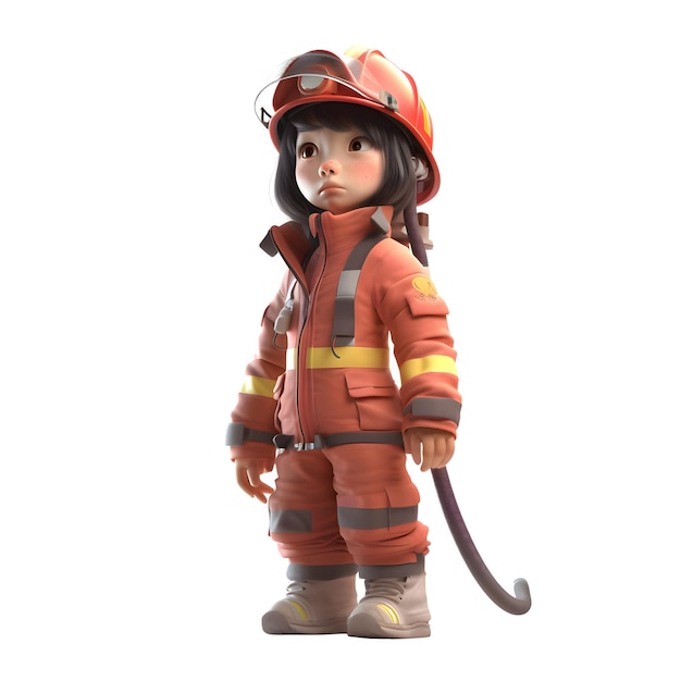 Inteligentne i innowacyjne kobiety strażaków 3D Zaradne i kreatywne modele dla projektów innowacji w zakresie zapobiegania pożarom i bezpieczeństwa izolowane na białym tle