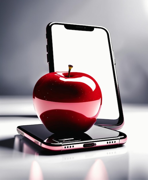 Zdjęcie inteligentne jabłko iphone makiety ze szkła hartowanego renderowania 3d tapety tło hd