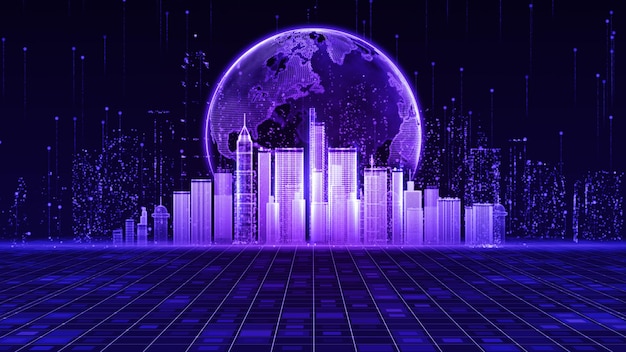 Inteligentne miasto cyberprzestrzeni i metaverse danych cyfrowych