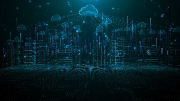 Zdjęcie inteligentne miasto przetwarzania w chmurze z wykorzystaniem sztucznej inteligencji