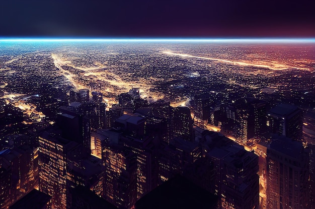 Inteligentne miasto w nocy koncepcja rozwoju aplikacji inteligentne miasto internet rzeczy technologia informacyjna