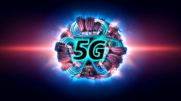 Inteligentne Miasto Z 5g Siecią Internetową. Kanał Transmisji Danych.