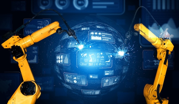 Inteligentne ramiona robotów przemysłowych do cyfrowej technologii produkcji fabrycznej