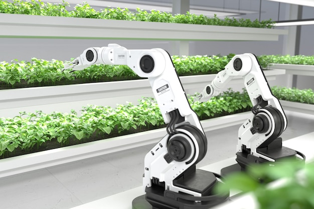 Inteligentni robotnicy rolnicy koncepcja robotów