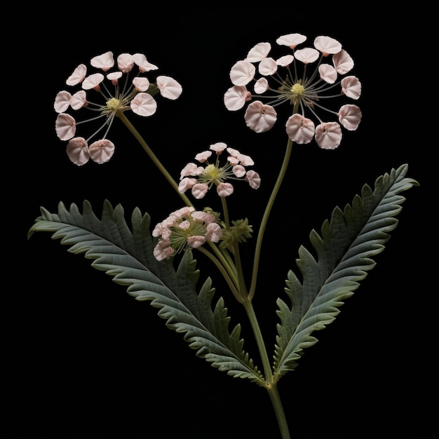 Zdjęcie intensywnie szczegółowa fotografia wernakularna małe kwiaty na czarnym tle
