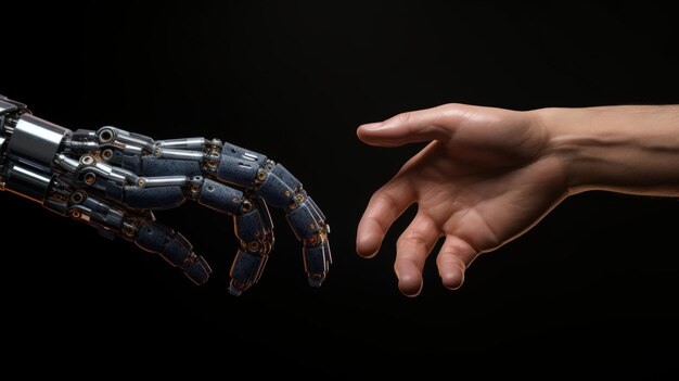 Interakcja ręki ludzkiej z ręką robota dla przyszłej nowoczesnej technologii