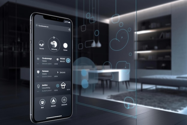 Interfejs inteligentnego domu z widokiem AR wnętrza obiektów IOT