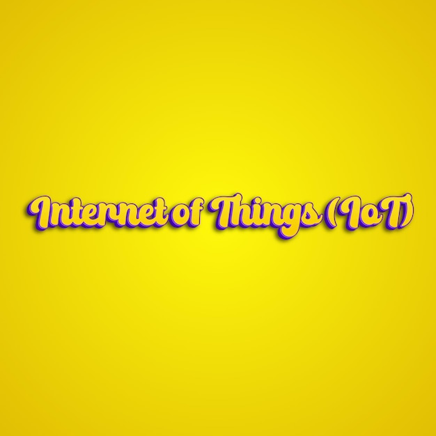 Zdjęcie internet of things iot typografia 3d projekt żółty różowy biały tło zdjęcie jpg.