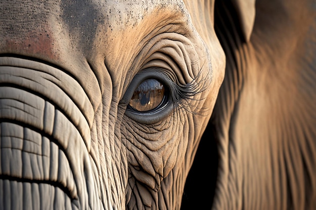 Zdjęcie intymny widok generatywnej sztucznej inteligencji słonia