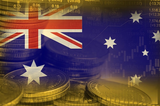 Inwestycja Na Giełdzie Handel Monetą Finansową I Flagą Australii Lub Rynkiem Forex Do Analizy Tła Danych Trendów Biznesowych W Zakresie Finansowania Zysków