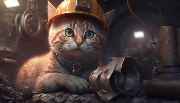 Inżynier górnictwa kot pracujący zawód generatywny Ai