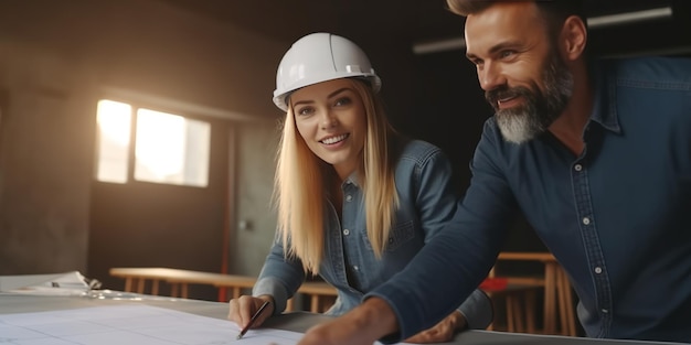 Inżynier lub architekt pracujący na placu budowy