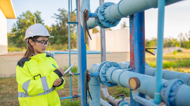 Inżynierowie ochrony środowiska pracują w oczyszczalniach ścieków Technik hydraulika pracująca w zaopatrzeniu w wodę