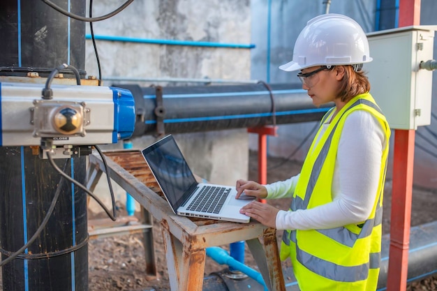 Inżynierowie środowiska pracują w oczyszczalniach ścieków Inżynierowie wodociągów pracują w zakładzie recyklingu wody do ponownego wykorzystaniaSprawdź, czy ilość chloru w wodzie mieści się w kryteriach