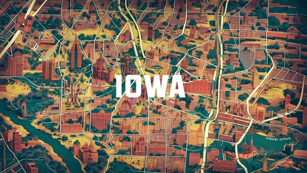 Iowa City Iowa Szczegółowa mapa Koncepcja Iowa City Iowa Atrakcje Uniwersytet Iowa Miejsca historyczne Restauracje Zakupy