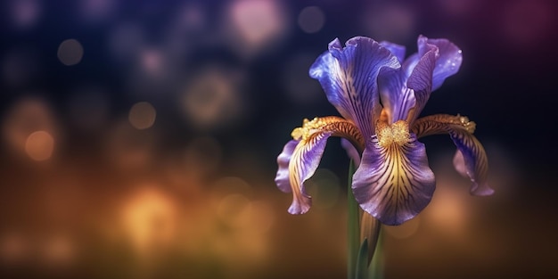 Iris kwiat kopia przestrzeń niewyraźne tło Generative AI