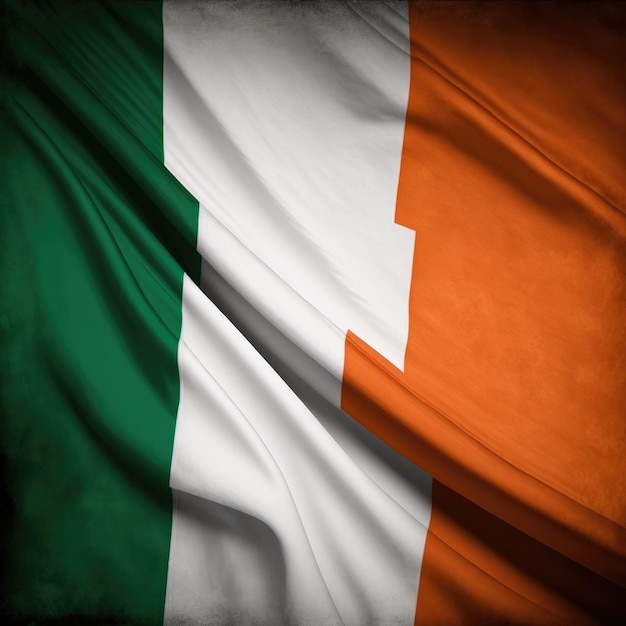 Irlandzka flaga na czarnym tle Irlandzki symbol Generative AI