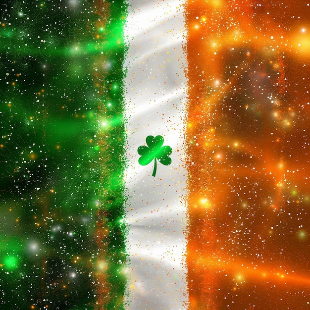 Irlandzka flaga z szamroką w środku