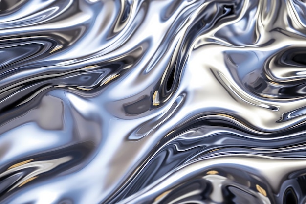 Zdjęcie irydyzująca kromowa tekstura stopionego metalu abstrakcyjne fale gwiezdne błyszczące tło