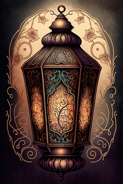 Islamska latarnia ilustracja przez obraz generowany przez AI