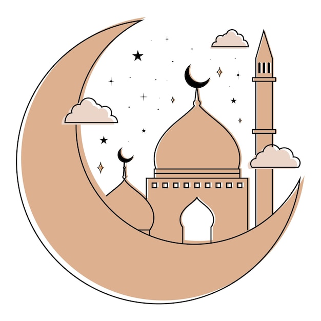 Islamska meczeta png naklejka beżowa ilustracja przezroczyste tło