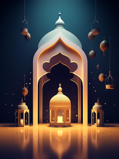 islamski eid al fitr sztandar współczesny design