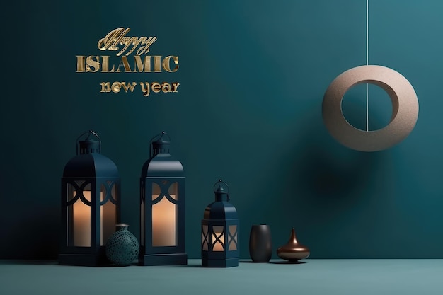 Islamski Nowy Rok Dzień początku roku według kalendarza islamskiego pierwszy dzień miesiąca Muharrama Muzułmańska tradycja religia księżyc Generatywny AI
