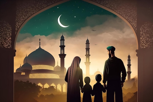 islamski ramadan kareem i tło pozdrowienia eid