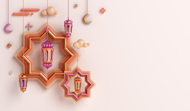 Islamski tło dekoracji z latarnią w oknie półksiężyca