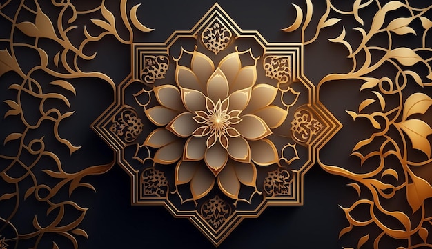 Islamskie arabskie luksusowe tło z geometrycznym wzorem i pięknym ornamentem ai