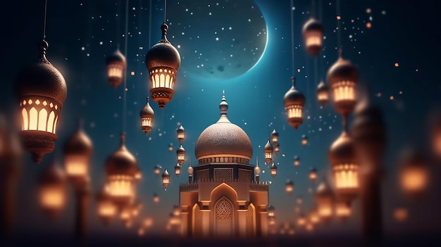 Islamskie pozdrowienia Eid Mubarak karta dla muzułmańskiego święta EidulAzha święto święta