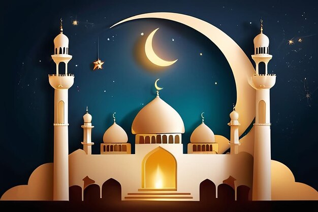 Islamskie pozdrowienia Eid Mubarak karty dla muzułmańskich świąt EidUlAdha święto świętowanie Ramadan Kareem tło