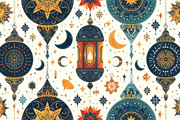 Islamskie pozdrowienia Eid Mubarak latarnia ilustracja ramadan kareem piękne ozdoby tło