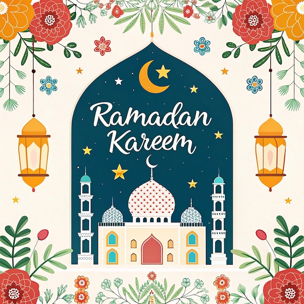 Islamskie pozdrowienia Ramadan Kareem karta świętowanie tło