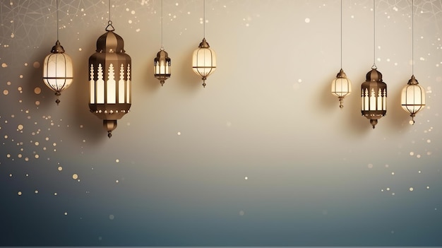 Zdjęcie islamskie tło z ramadanem latarnie jasne i ciemne tło dekoracja ramadanu kareem maulid iftar isra miraj eid alfitr adha i muharram