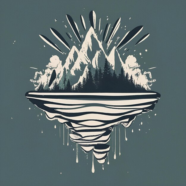 Island Wallpaper Background Abstract T-Shirt Design Kolorowa ilustracja sztuki cyfrowej