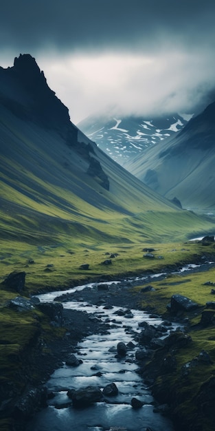 Islandzki strumień fascynujący krajobraz w stylu Guillem H Pongiluppi39s