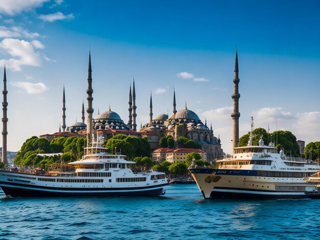 Istanbul Ferry przejeżdżający obok Hagia Sophia